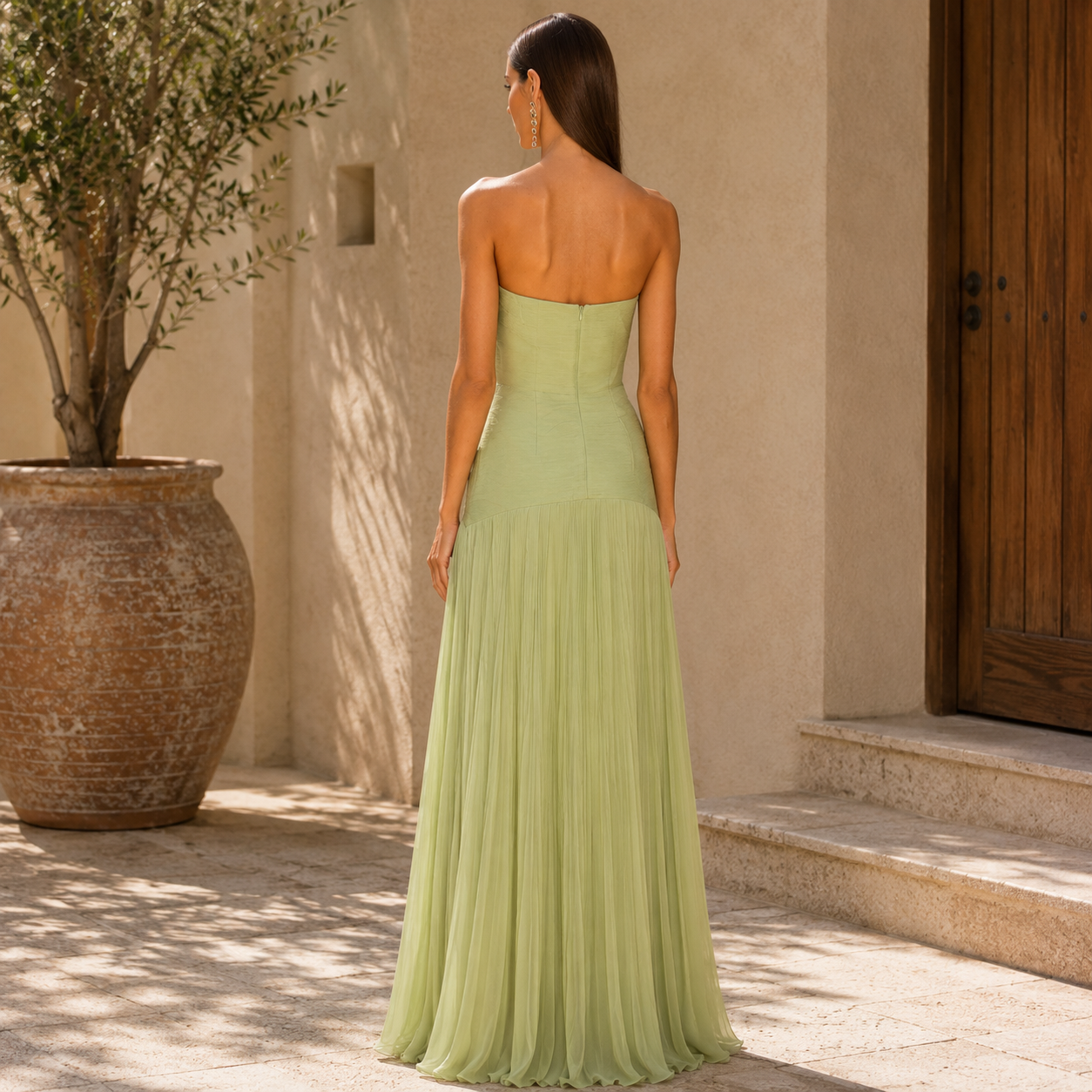 Bianca™ | Strapless Pleated Maxi Dress