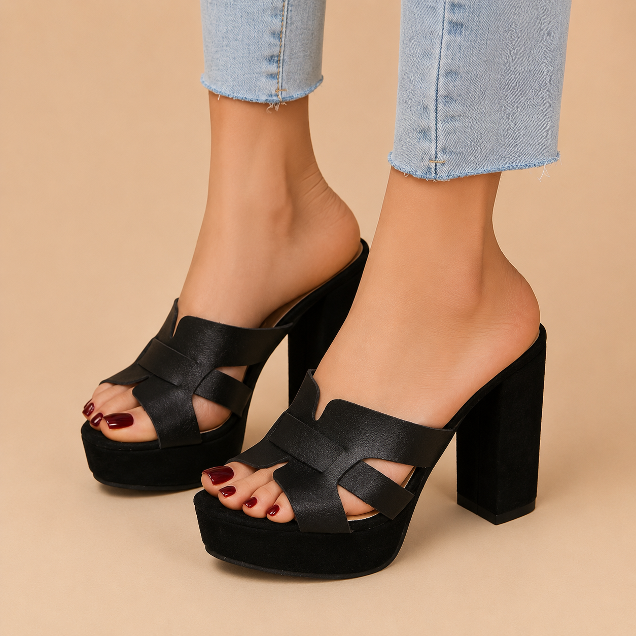 Anouk™ | Platform Block Heel Mule Sandals