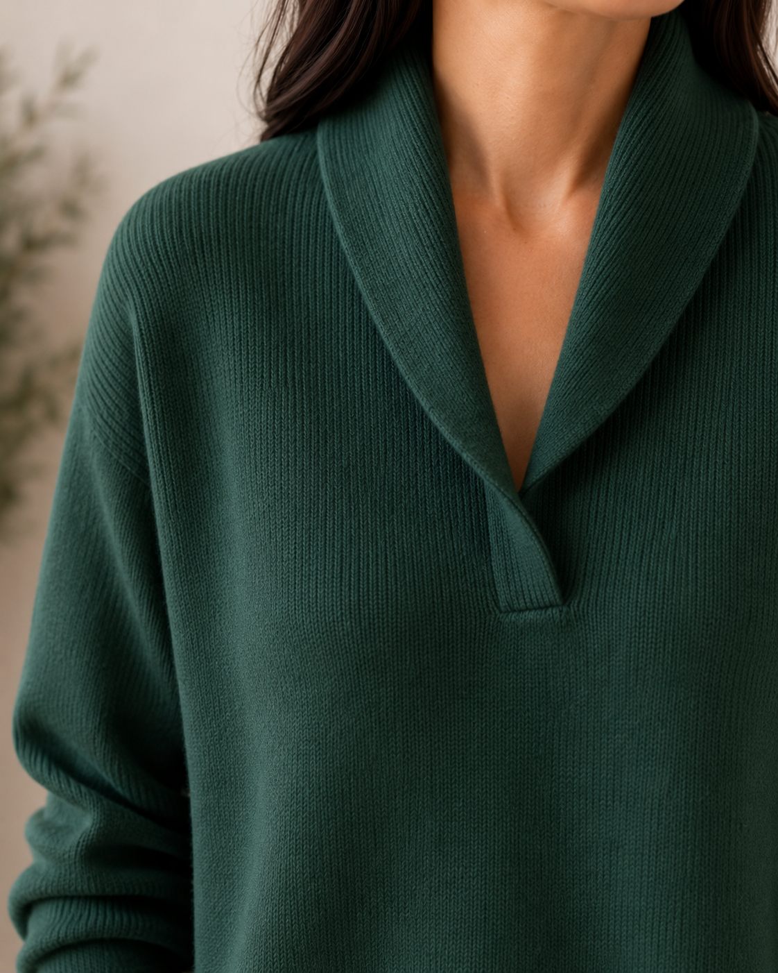 Lucinda™ | Shawl Collar V-Neck Sweater