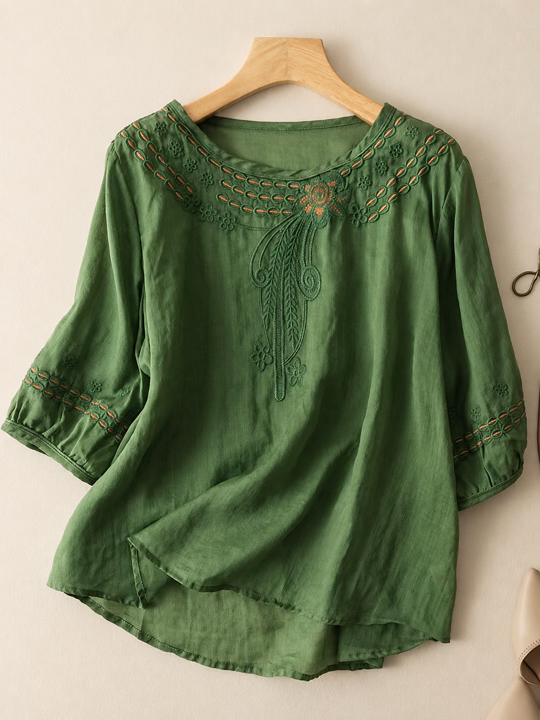 Viviana™ | Embroidered Art Retro Half Sleeve Shirt