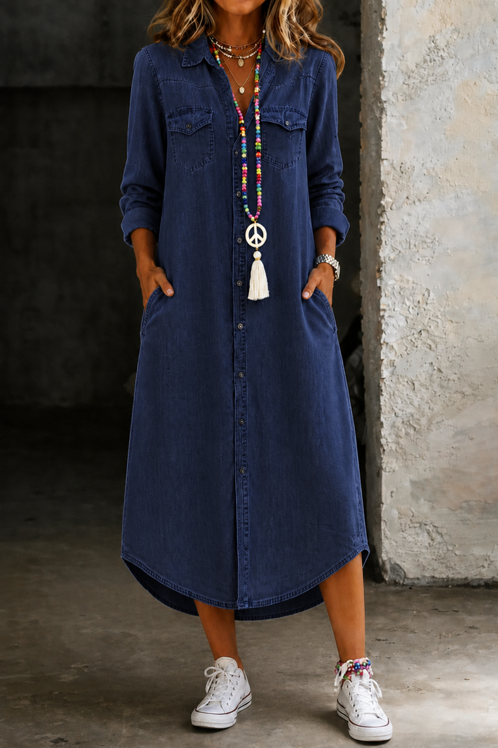 Darlene™ | Casual Elegant Long Shirt Dress
