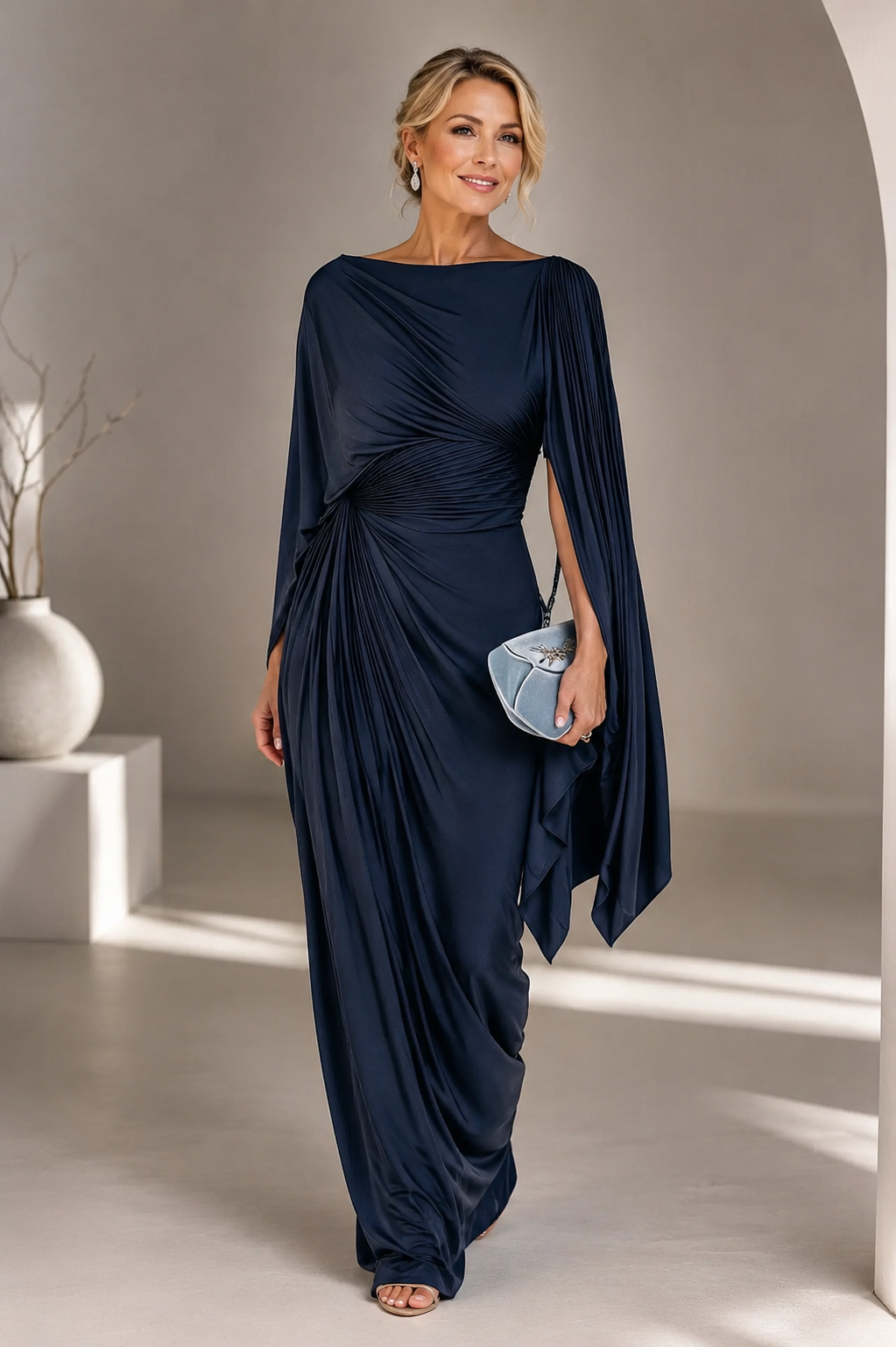 Imogen™ | Formal Cape Sleeve Maxi Dress