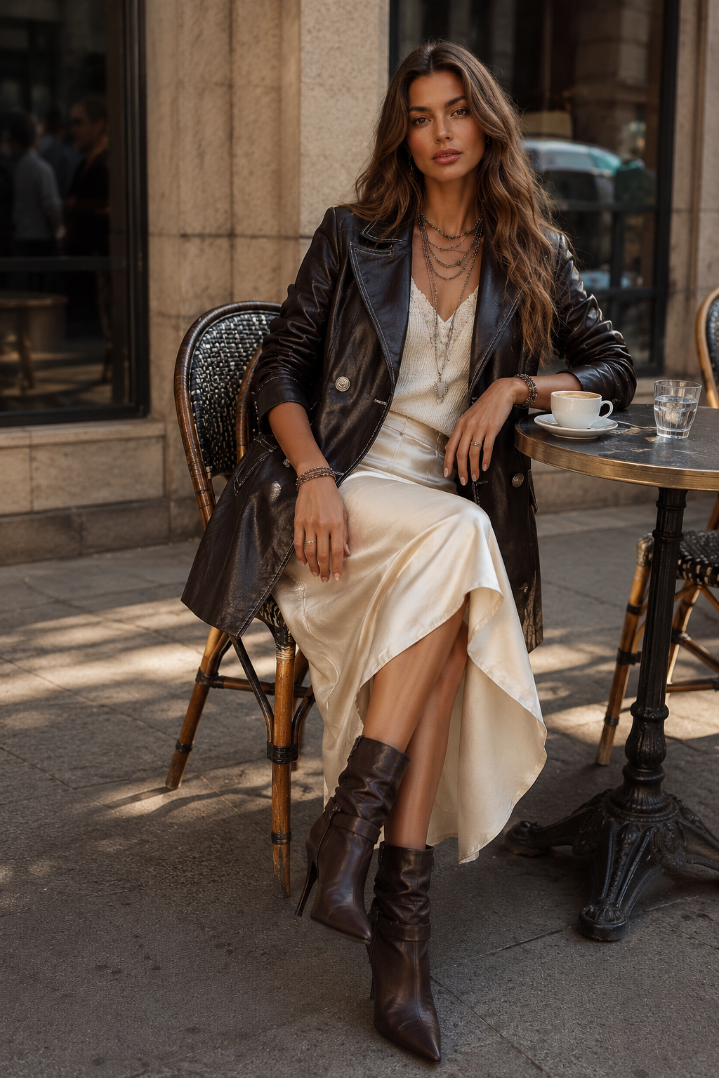 Margit™ | Eco-Leather Double-Breasted Trench Coat