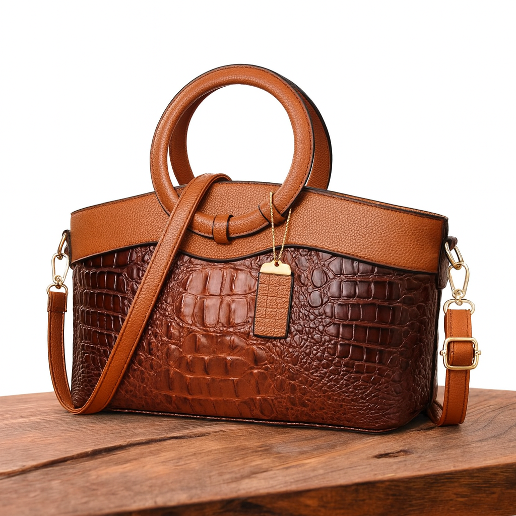 Dalene™ | Two-Tone Crocodile-Embossed Tote Bag