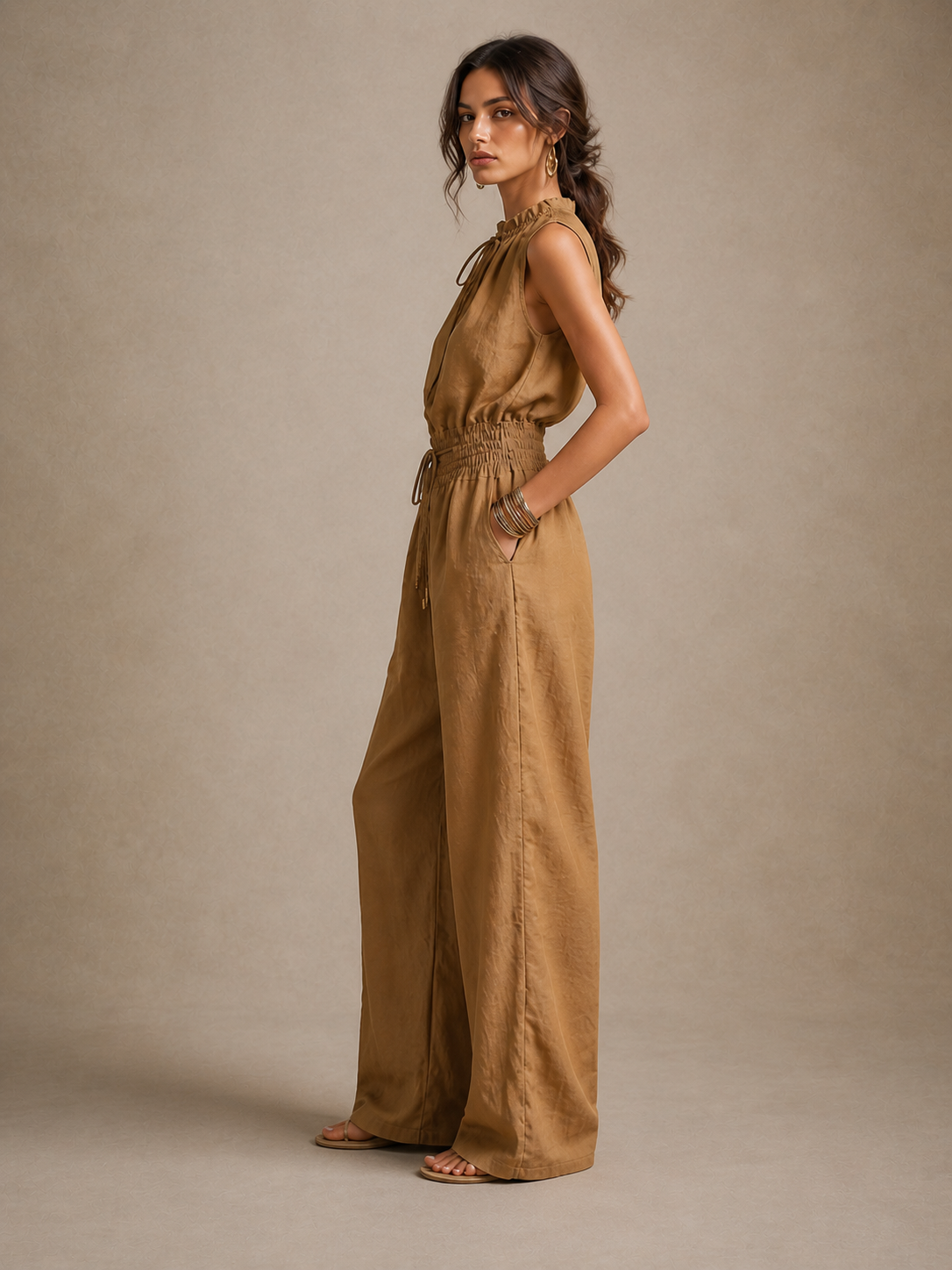 Nadira™ | Wide-Leg Tied High-Neck Jumpsuit