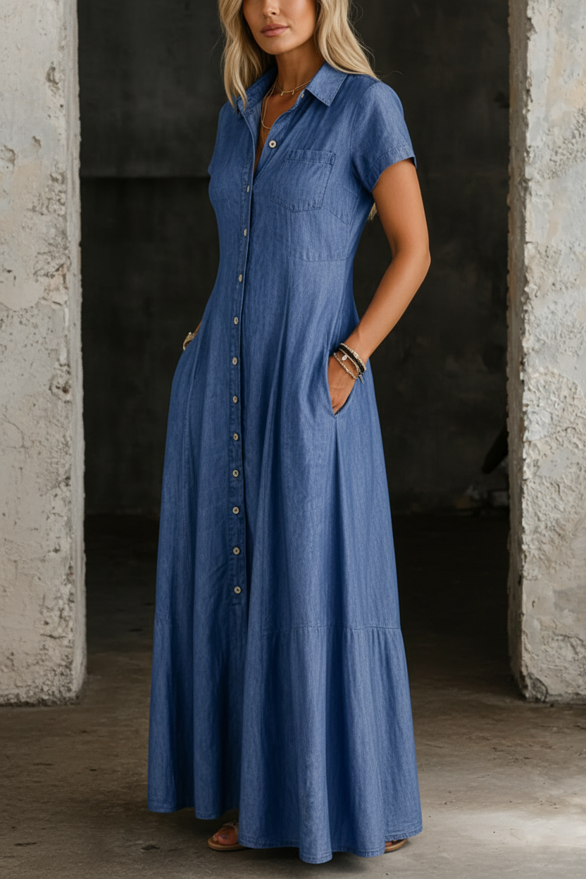 Lucinda™ | Long Button-Front Shirt Dress