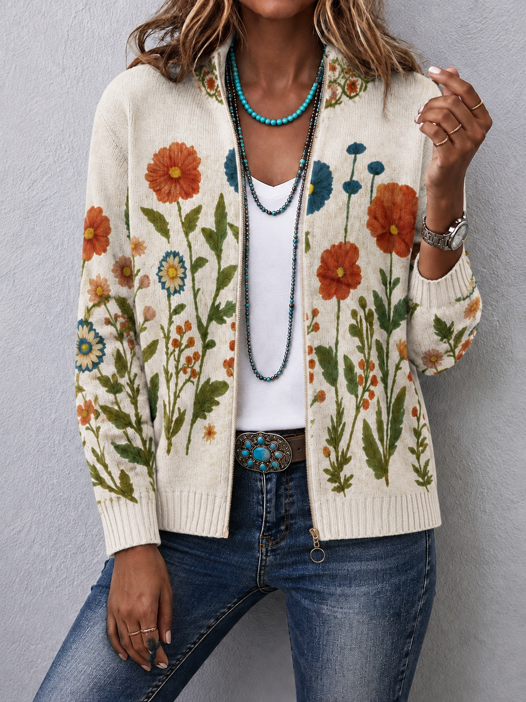 Wrenna™ | Wildflower Meadow Zip Cardigan