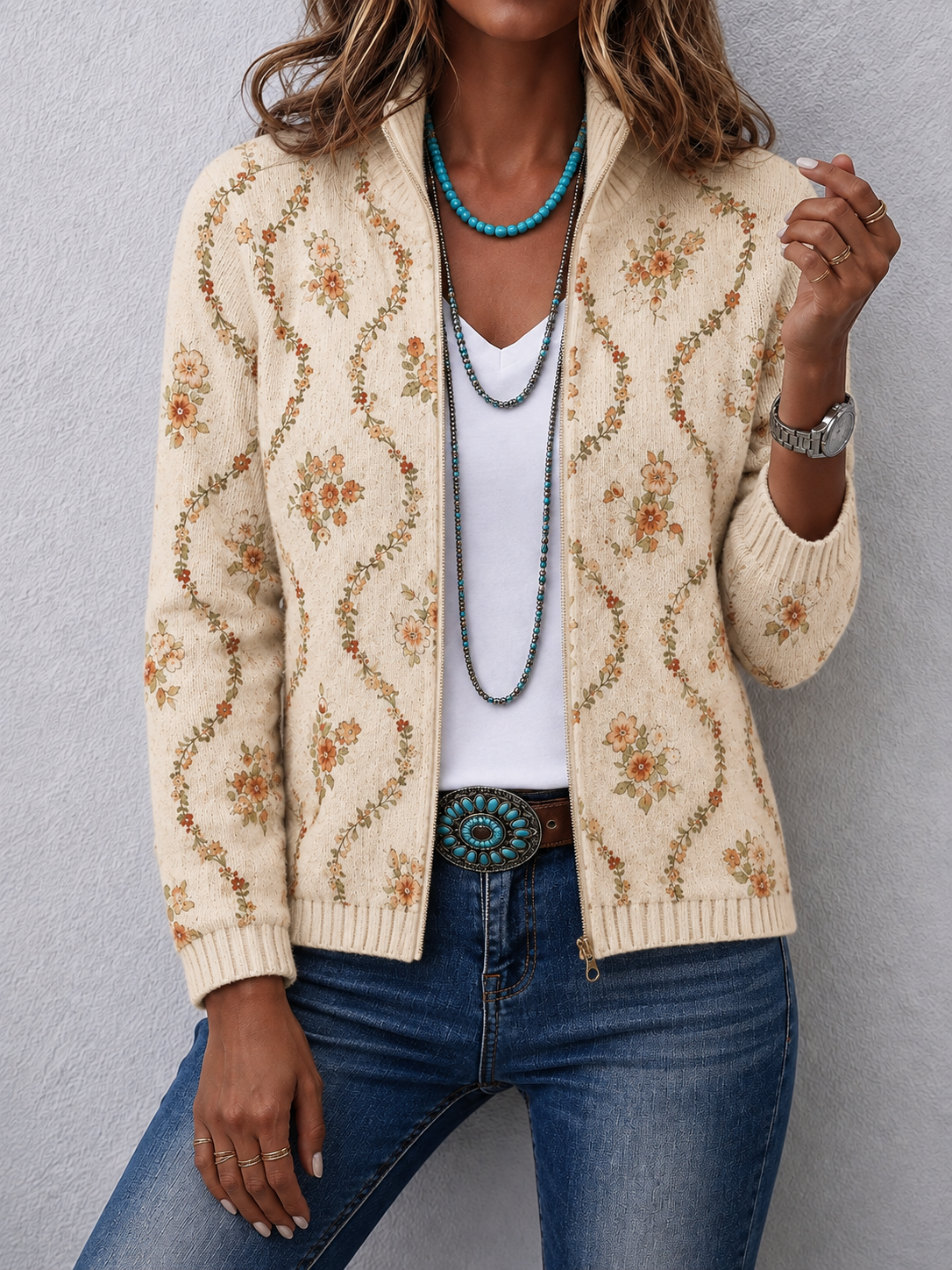 Persephone™ | Delicate Floral Vine Cream Print