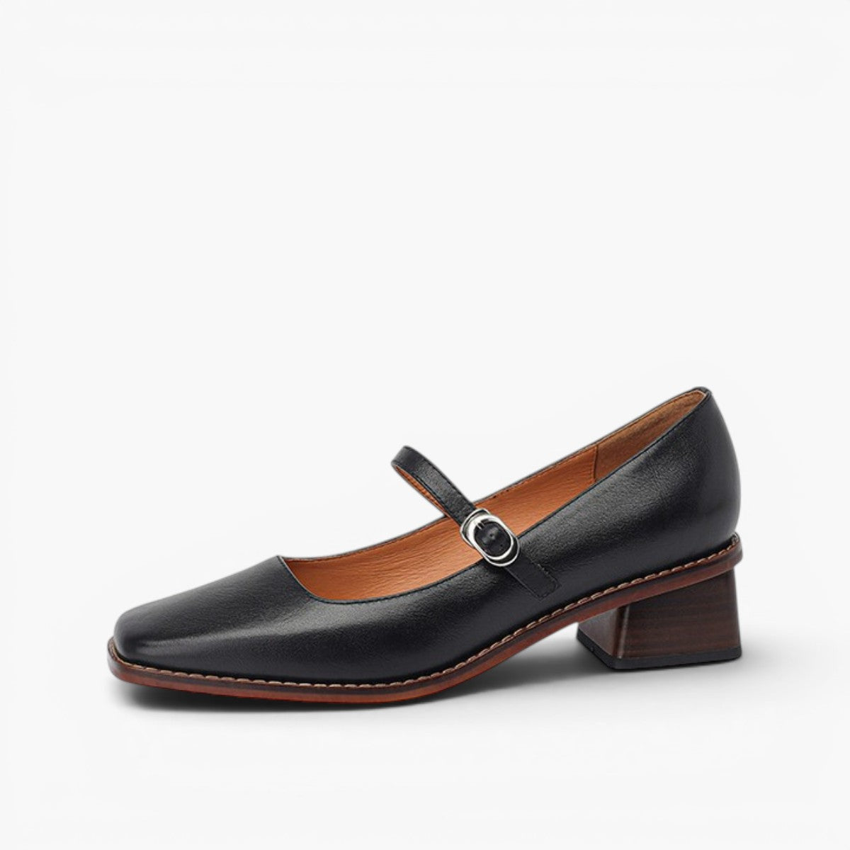 Women's Strap Leather Mary-Jane Heels