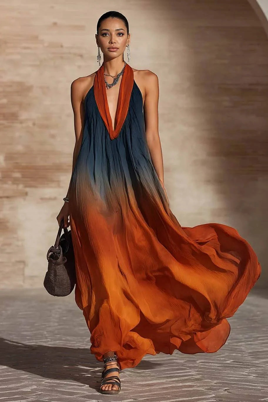Nadia™ | Gradient Halter Maxi Dress