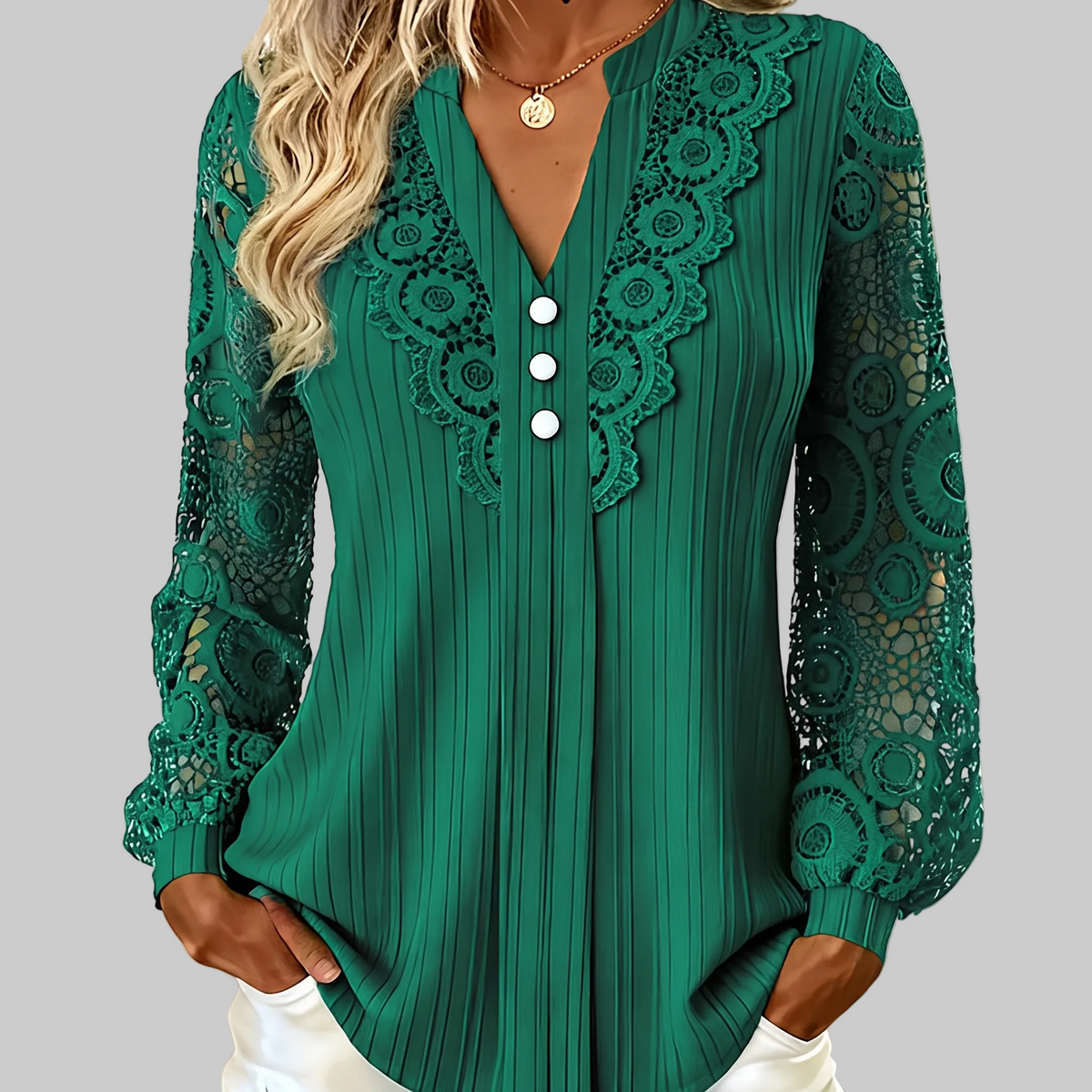 Marguerite™ | Lace-Detail V-Neck Blouse