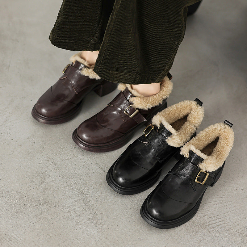 Women's Shearling Leather Oxford Heels