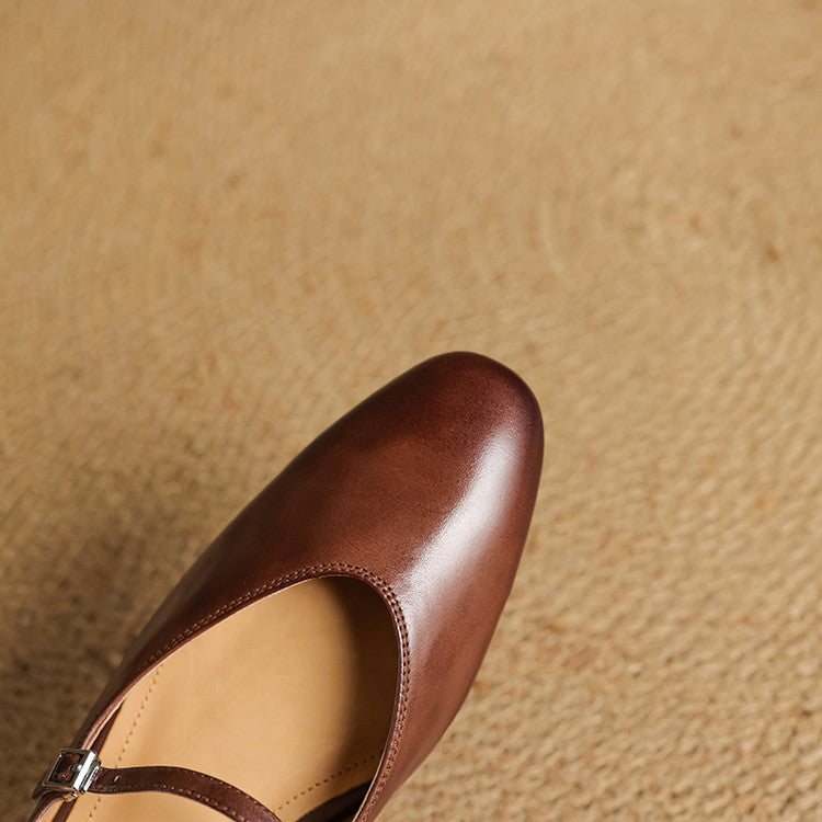 Women's Mary-Jane Leather Mules