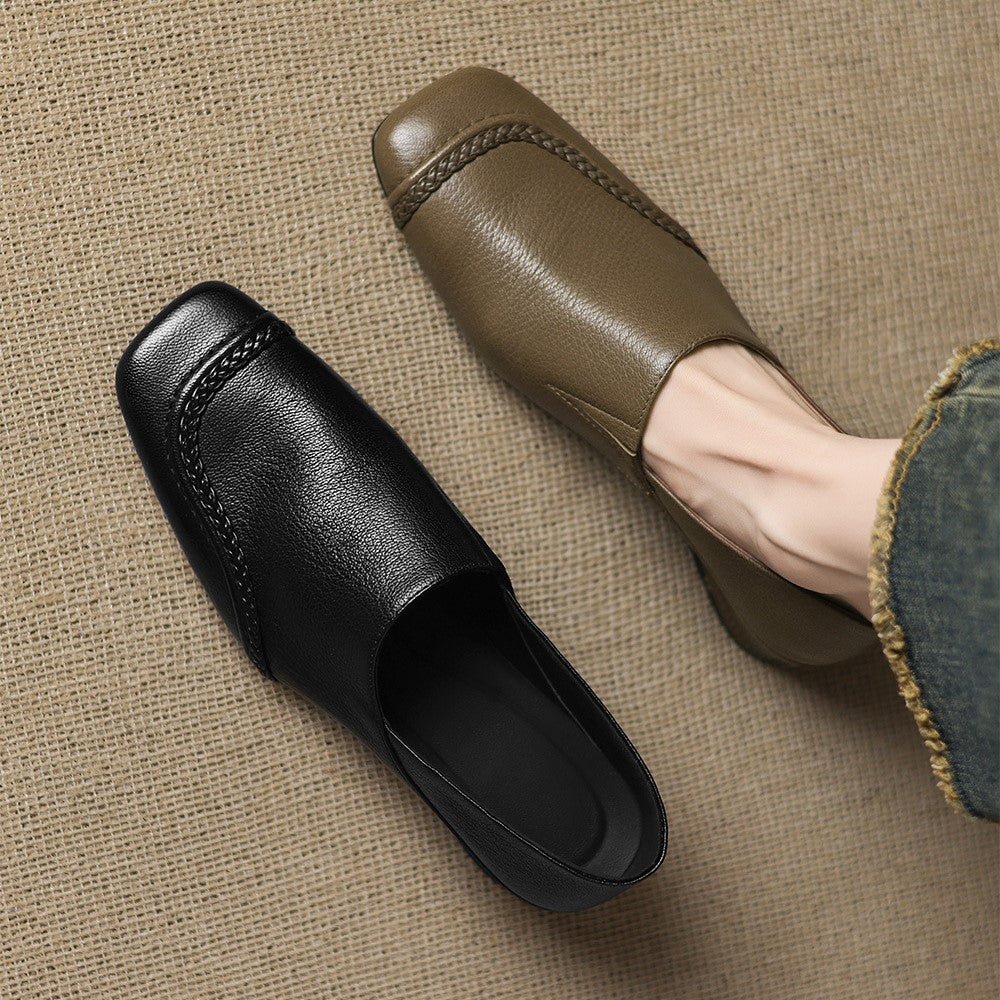 Women's Square-Toe Leather Slip-On