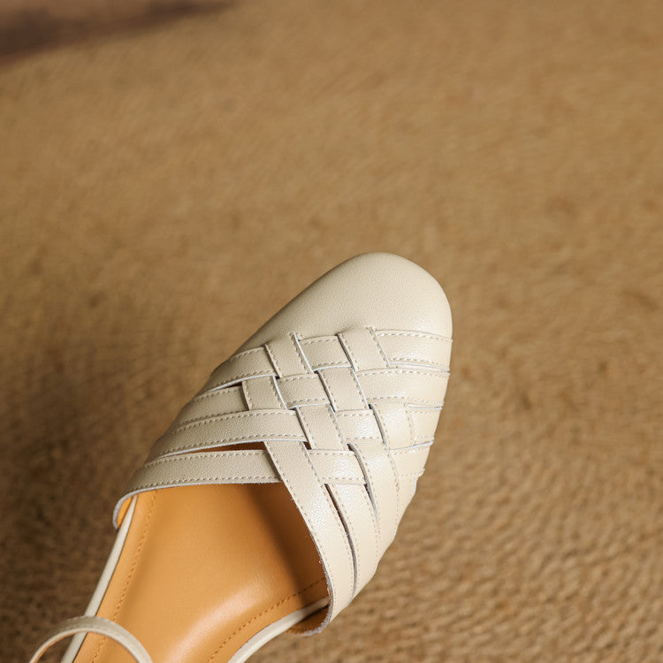 Women's Woven Leather Heels