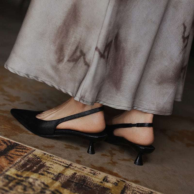 Women's Lambskin Leather Slingback Heels