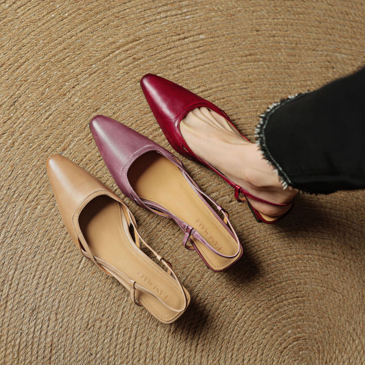 Women's Slingback Leather Heels