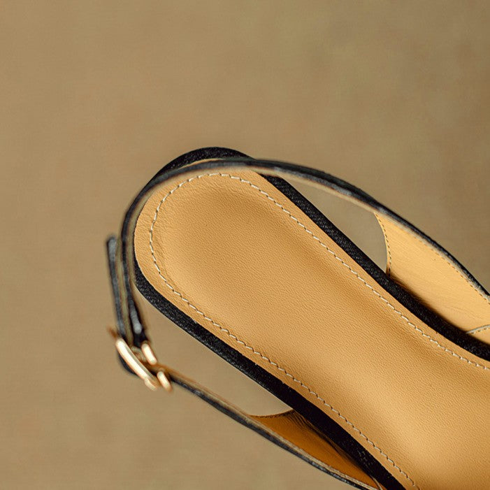 Women's Woven Leather Slingback Heels