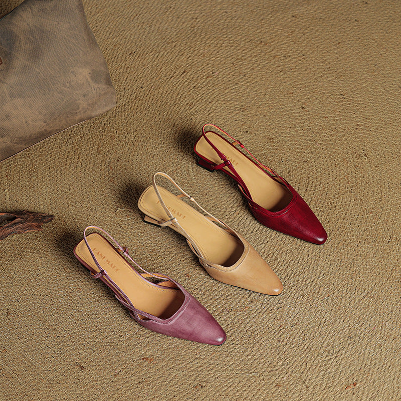 Women's Slingback Leather Heels