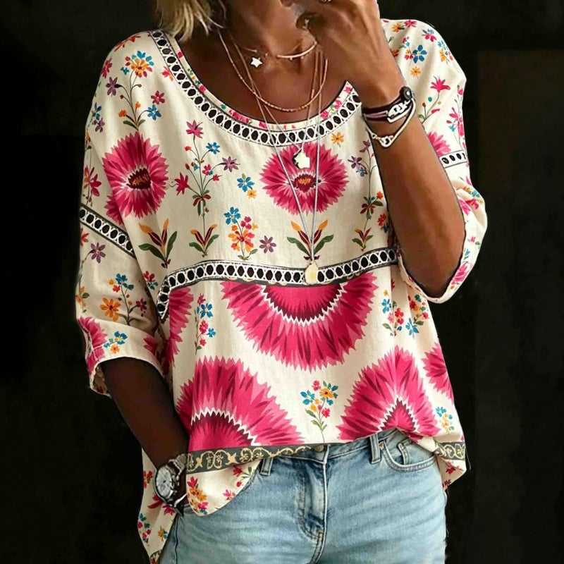 Vintage Floral Print Blouse