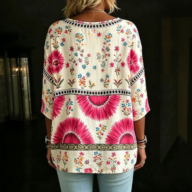 Vintage Floral Print Blouse