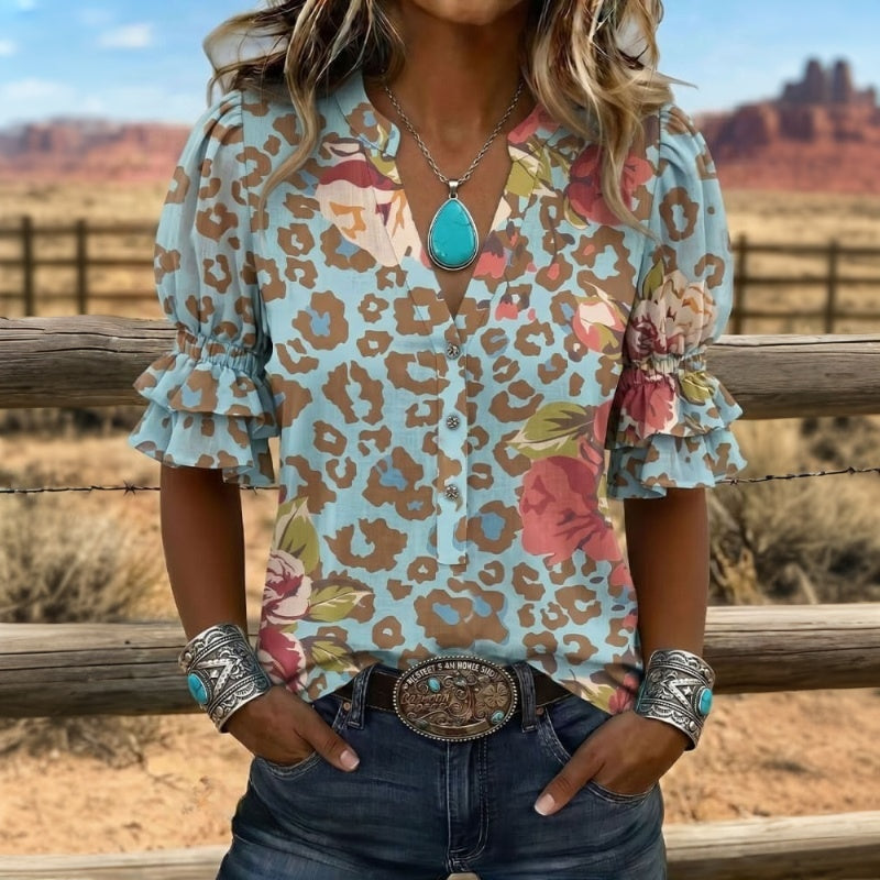 Vintage Floral Print Blouse