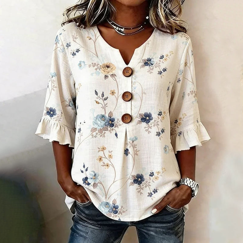 Vintage Floral Print Blouse