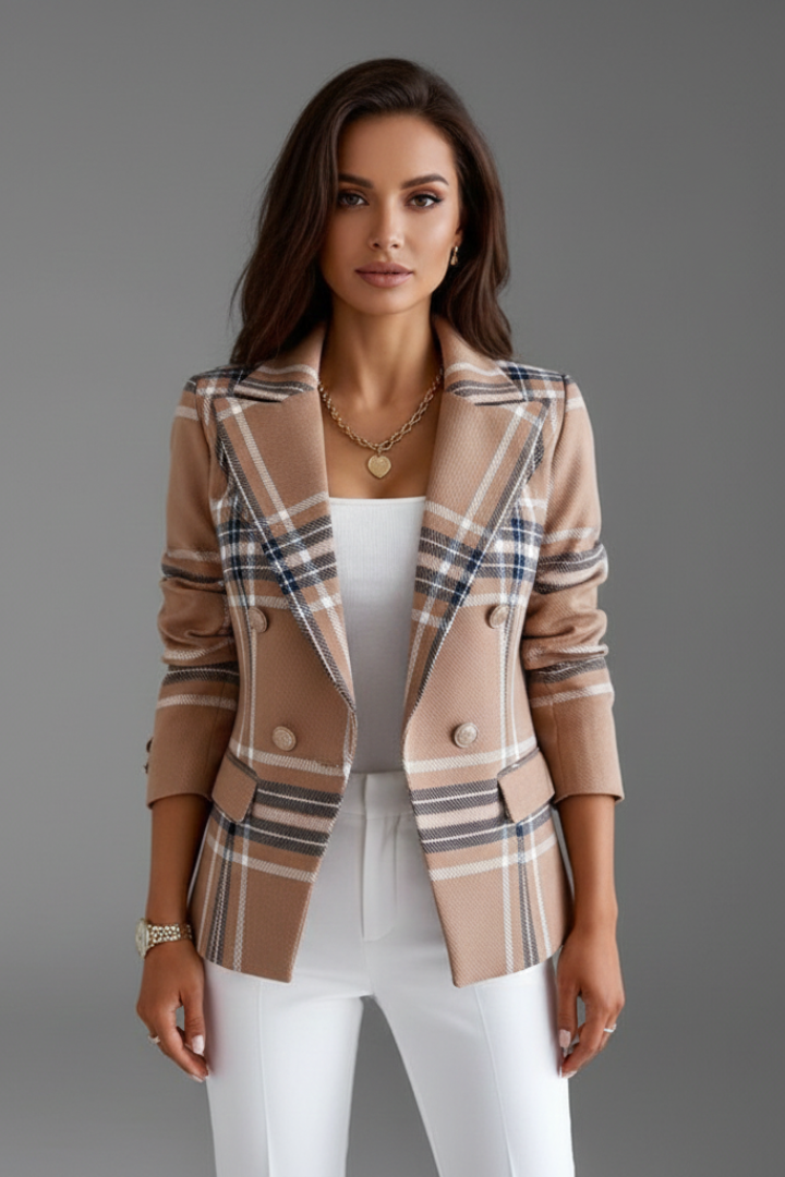 Plaidmore™ | Double-Breasted Plaid Blazer