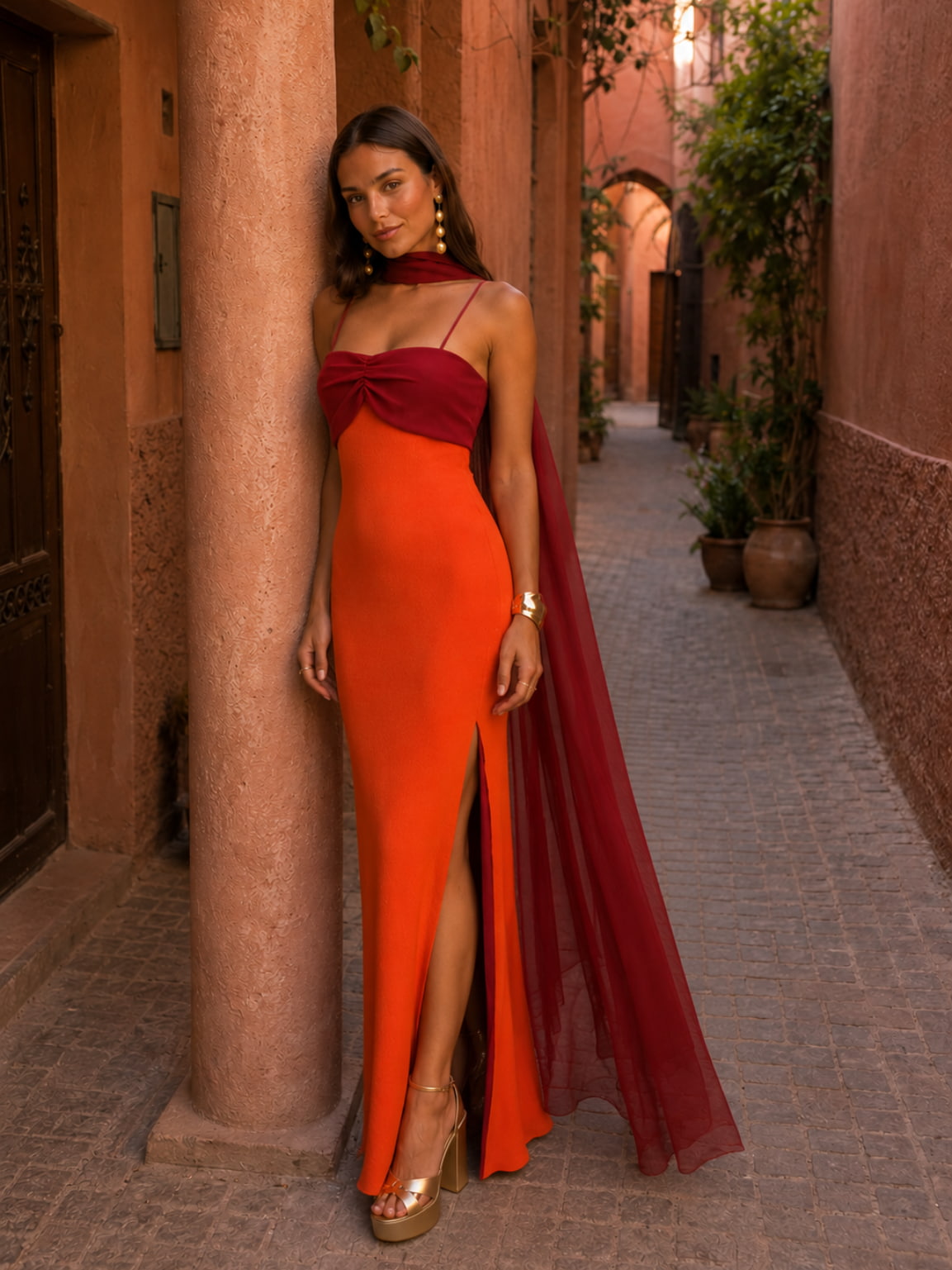 Novara™ | Two-tone draped long dress