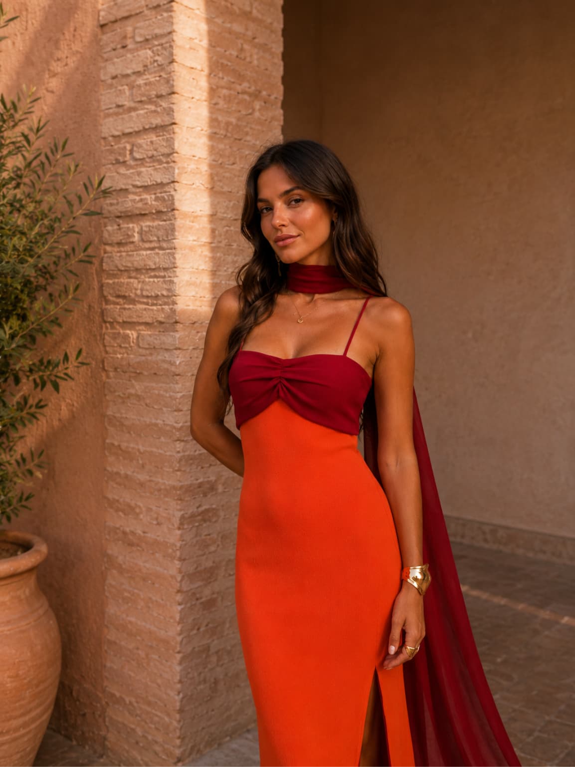 Novara™ | Two-tone draped long dress