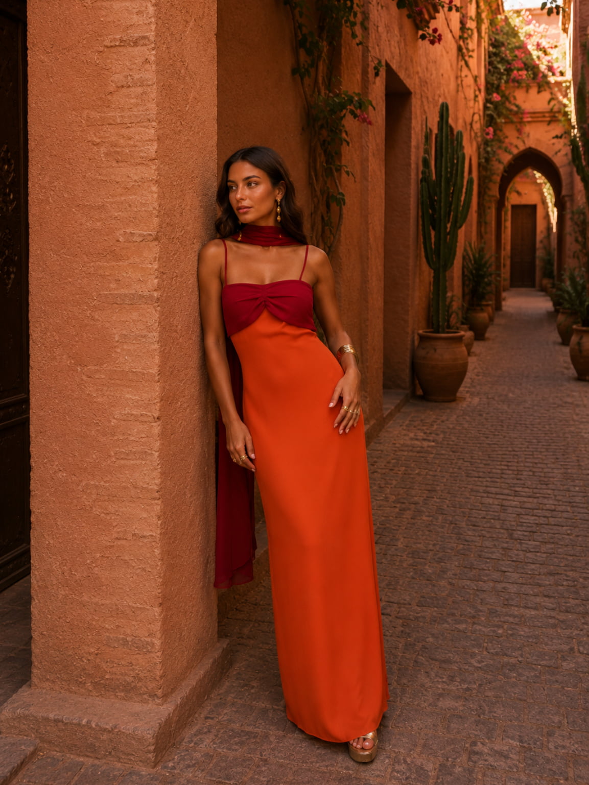 Novara™ | Two-tone draped long dress