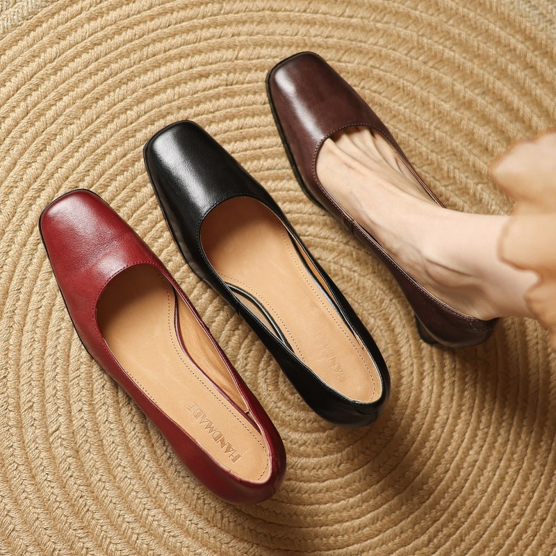 Women's Leather Square Pumps