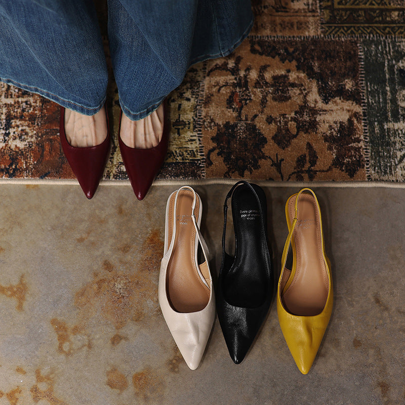 Women's Lambskin Leather Slingback Heels