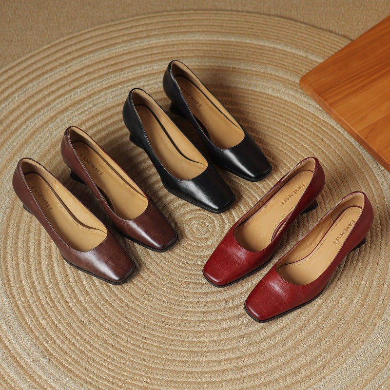Women's Leather Square Pumps