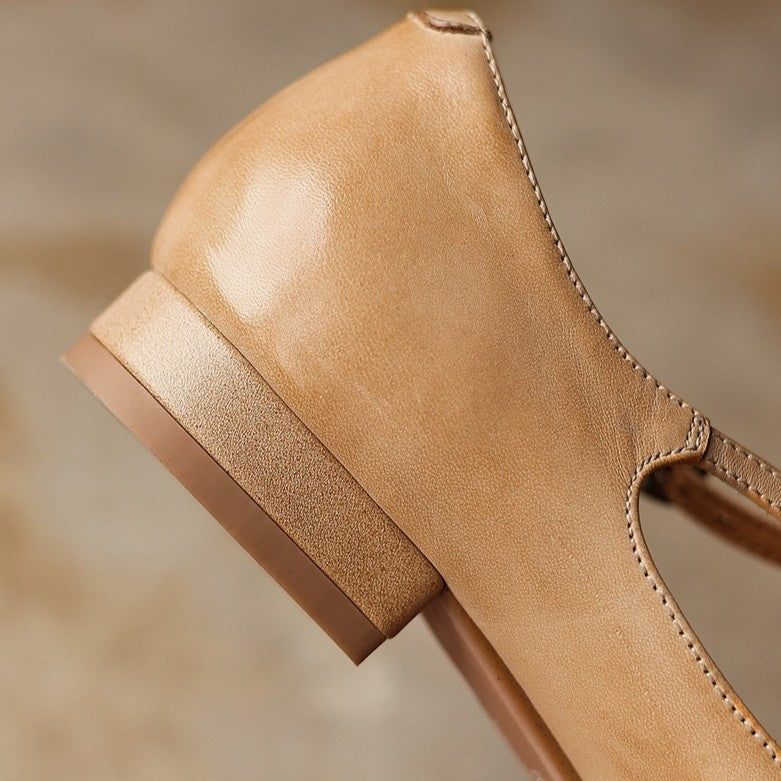 Women's Mary-Jane Leather Flats