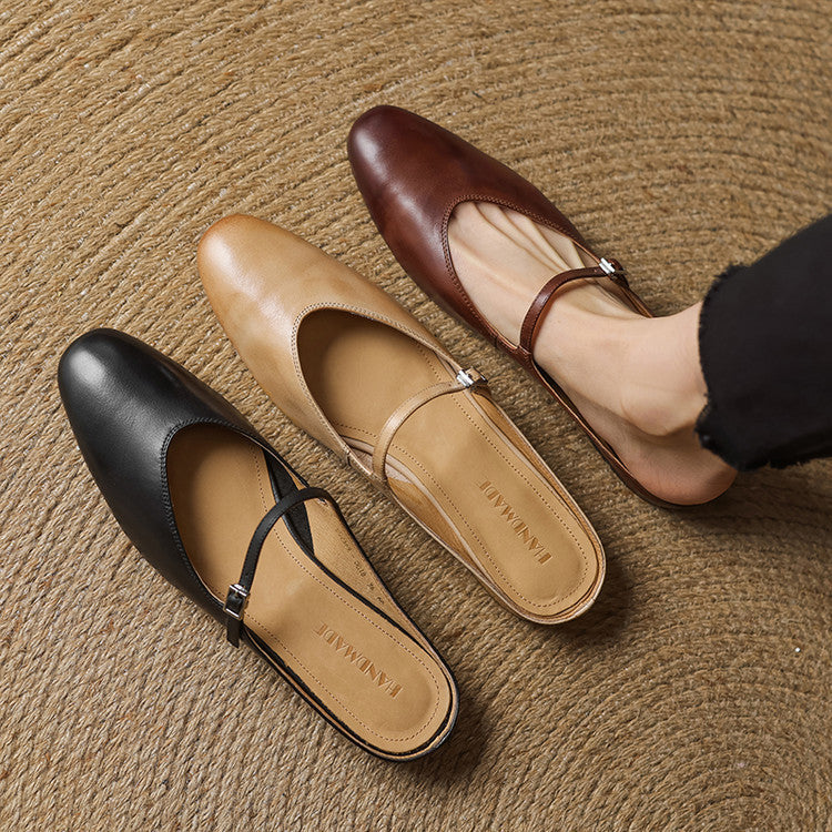 Women's Mary-Jane Leather Mules