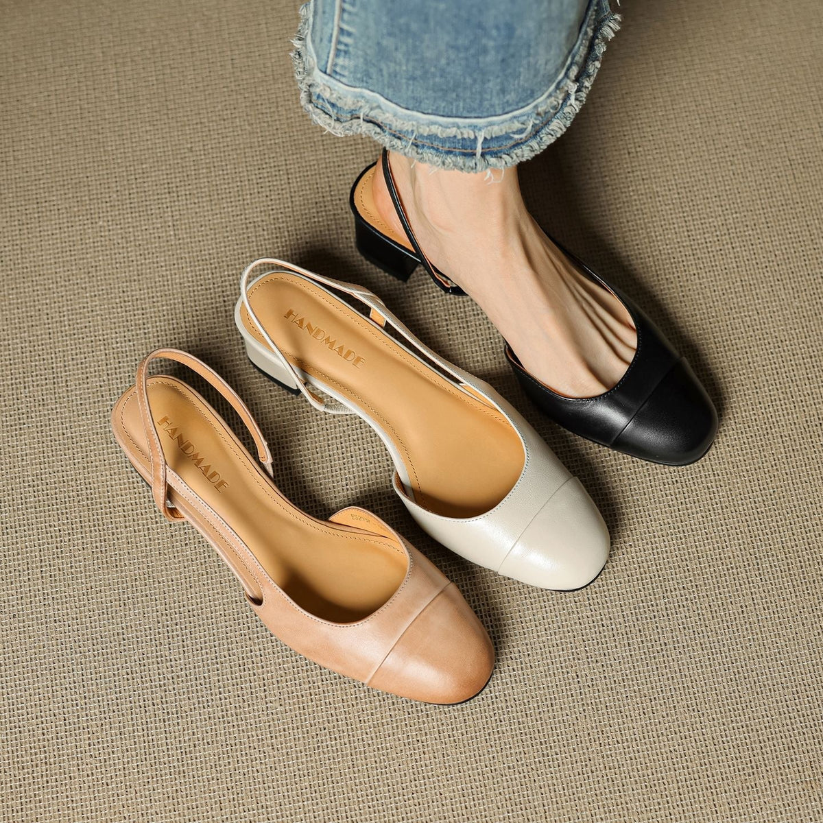Women's Slingback Leather Heels