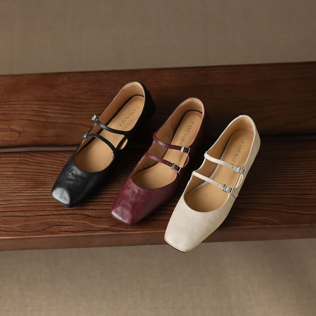 Women's Dual Strap Leather Mary-Janes