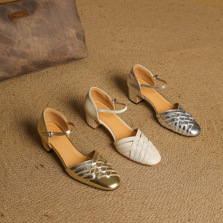 Women's Woven Leather Heels