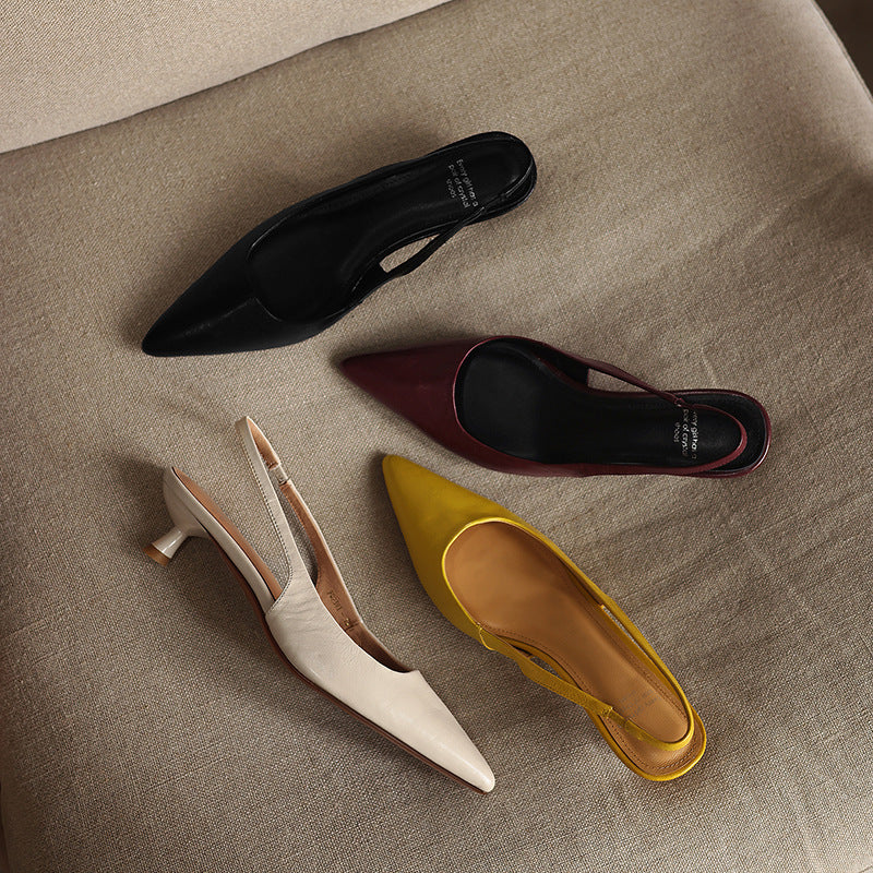 Women's Lambskin Leather Slingback Heels