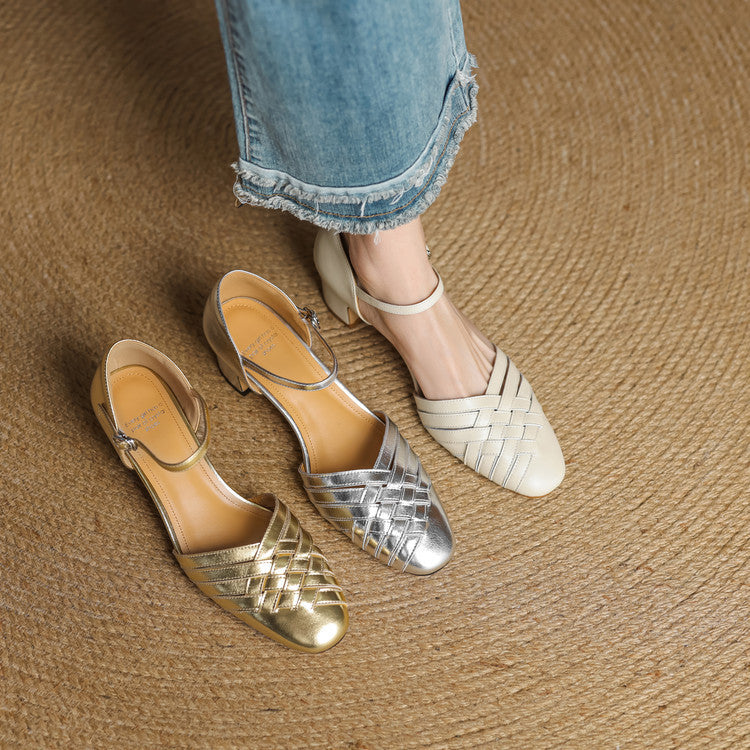 Women's Woven Leather Heels
