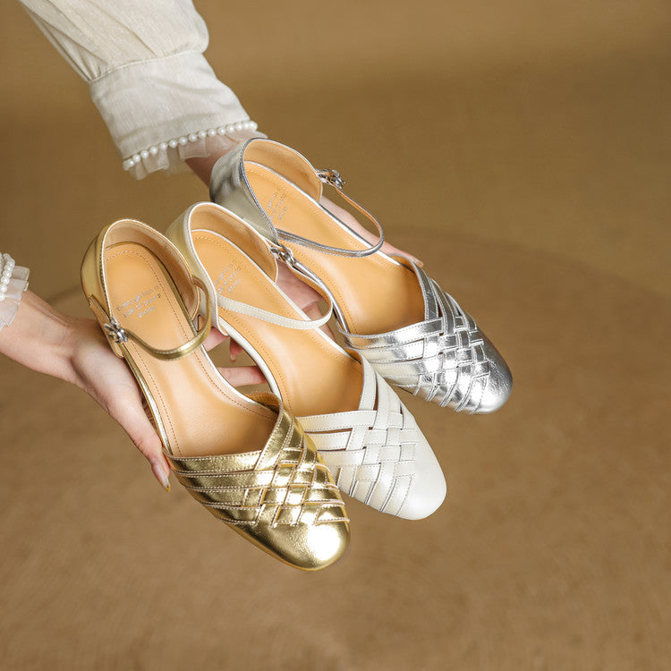 Women's Woven Leather Heels
