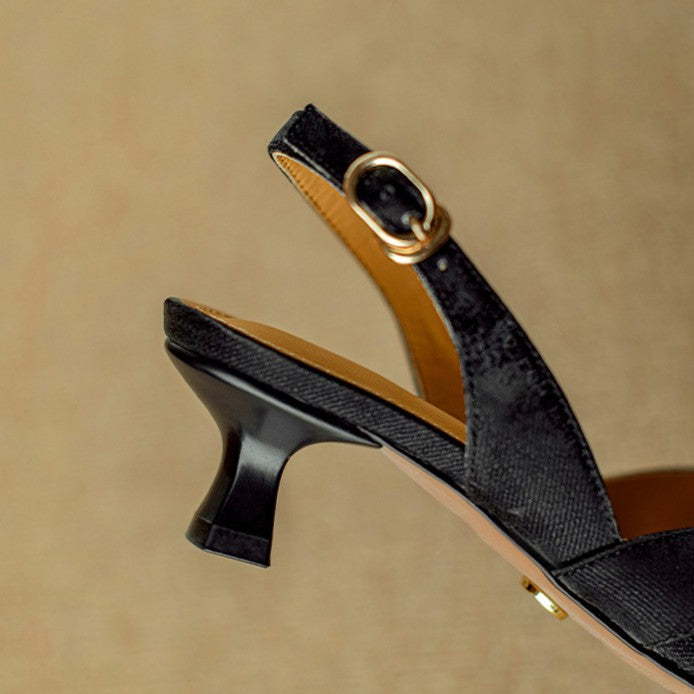 Women's Woven Leather Slingback Heels
