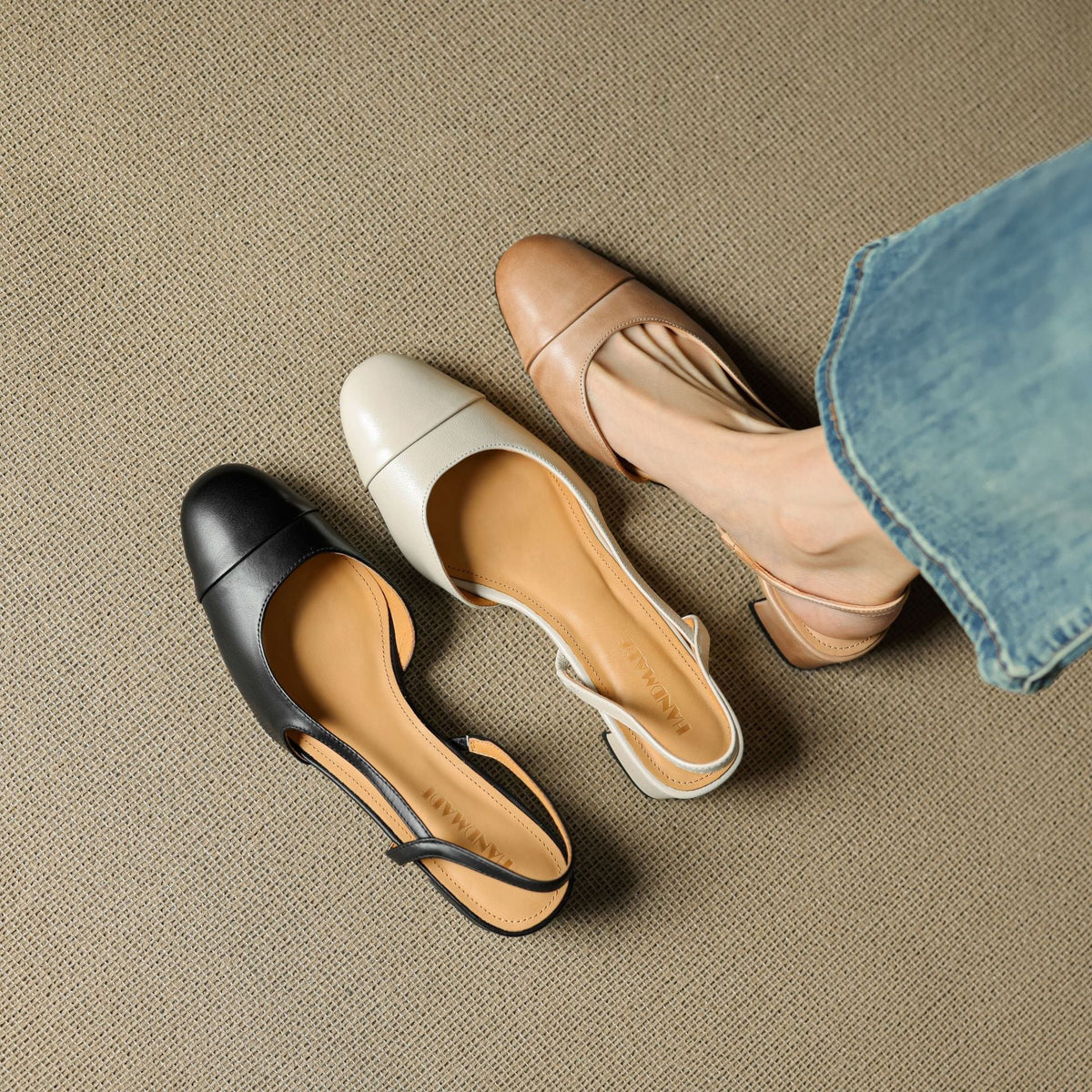 Women's Slingback Leather Heels