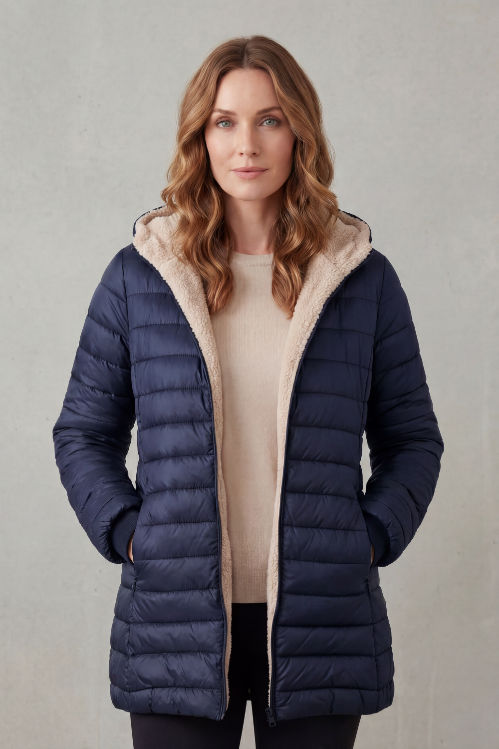 Women's Sherpa Lined Comfort Hooded Puffer Jacket