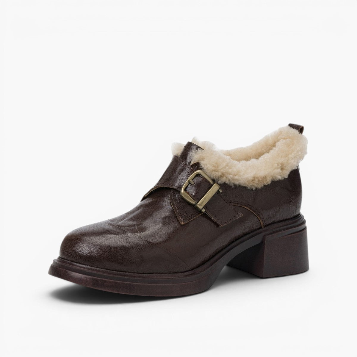 Women's Shearling Leather Oxford Heels