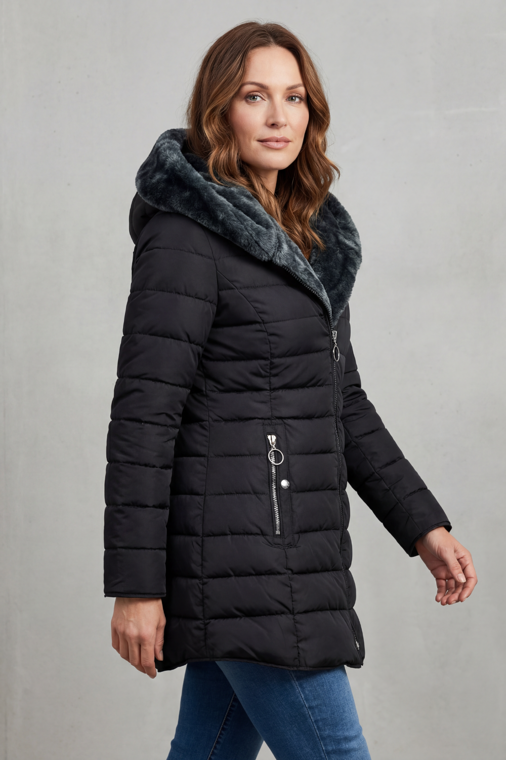 Women's Faux Fur Lined Winter Parka Coat