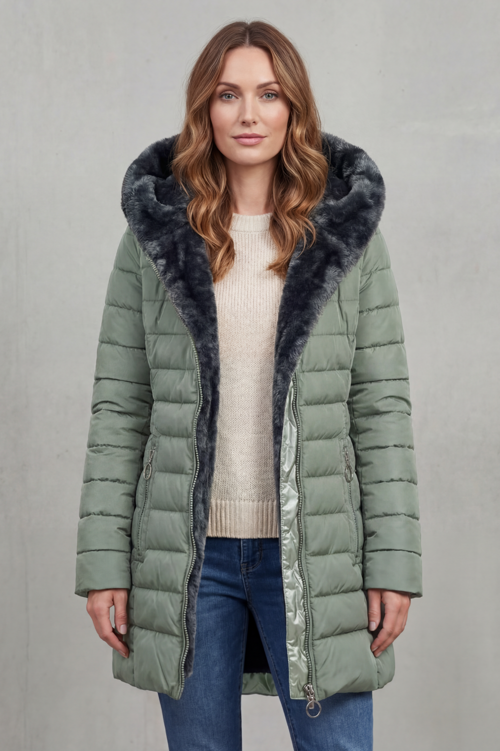 Women's Faux Fur Lined Winter Parka Coat