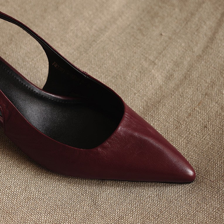 Women's Lambskin Leather Slingback Heels
