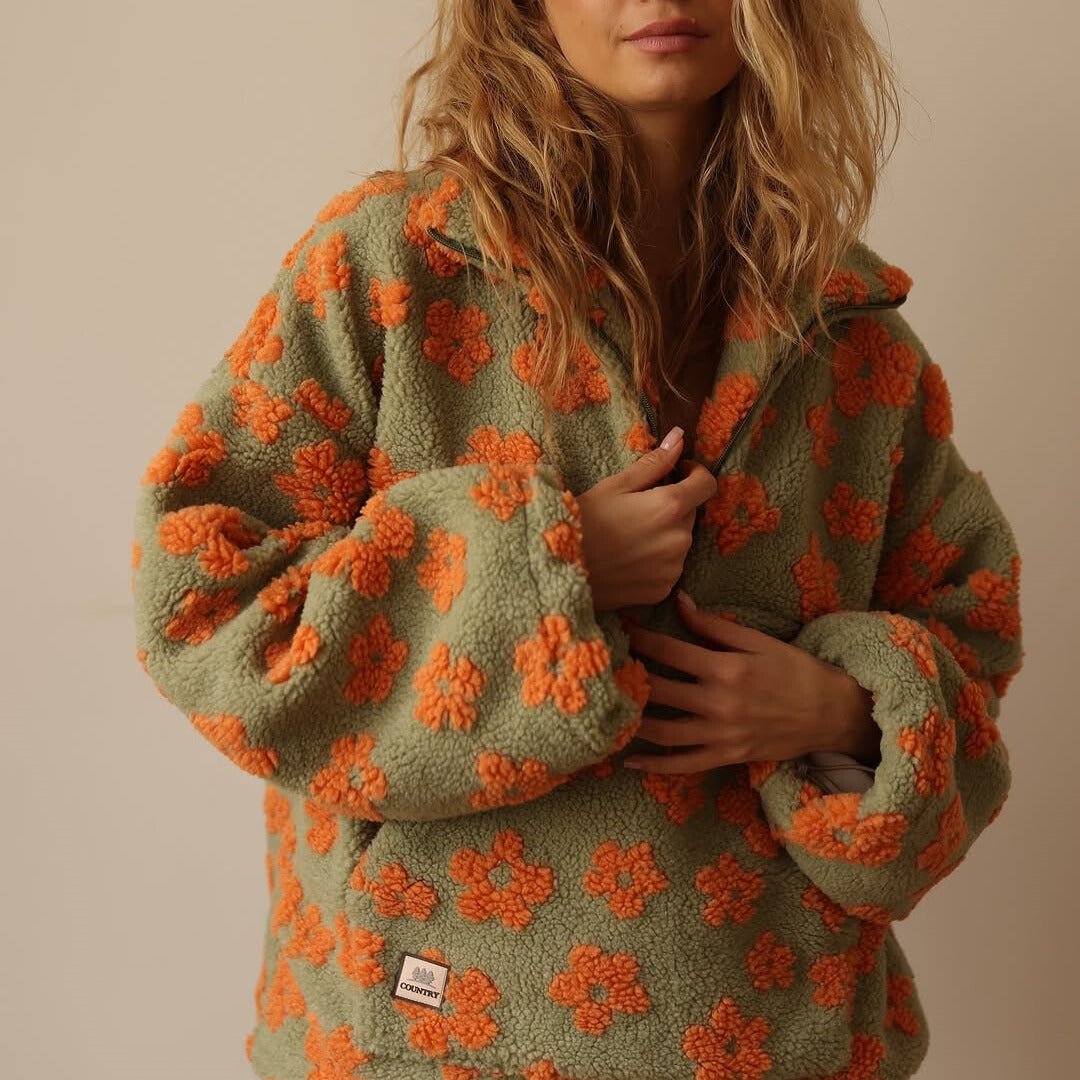 Petronelle™ | Floral Half-Zip Oversized Sweater